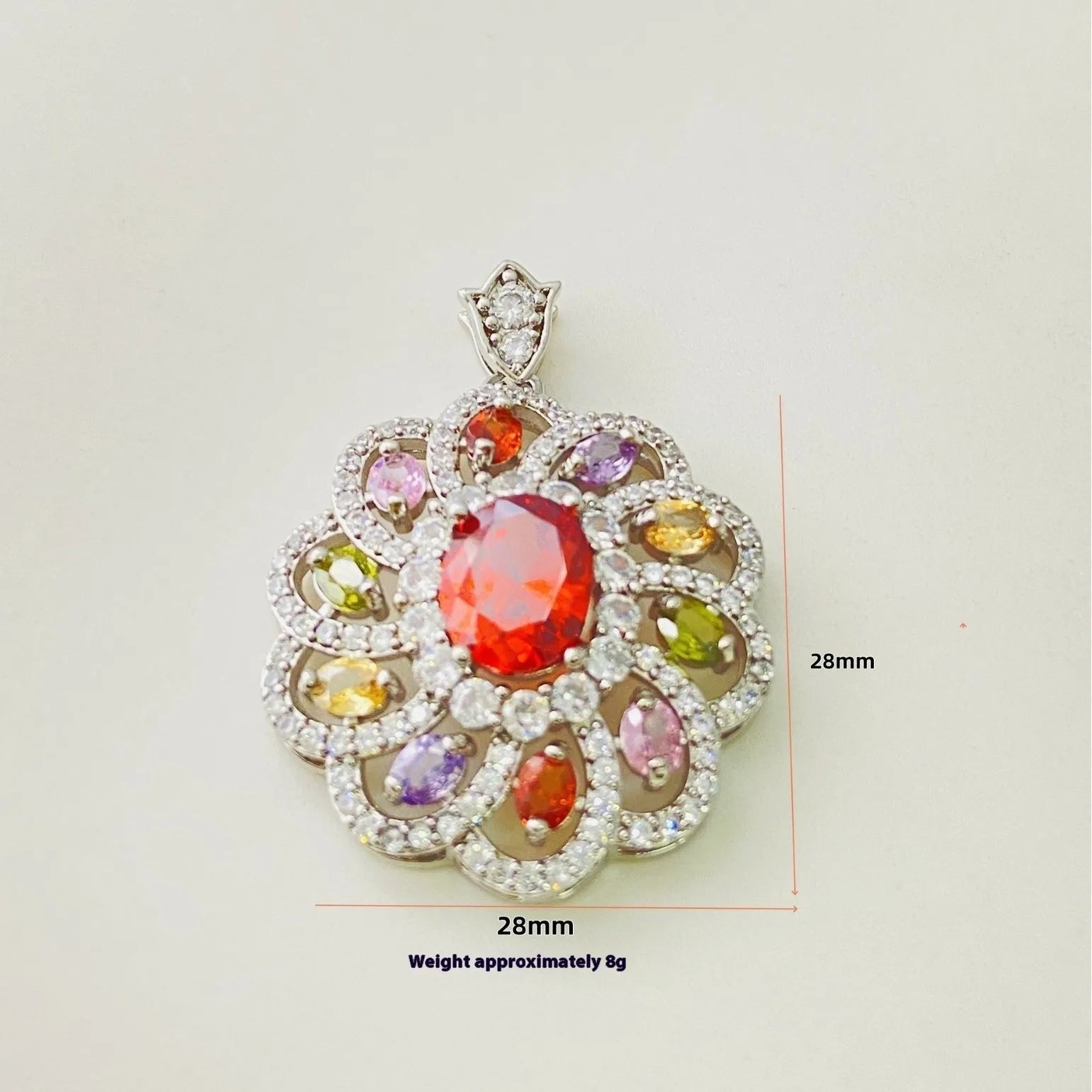 Women's zircon floral pendant necklace with electroplated gold, champagne gold or platinum finish options