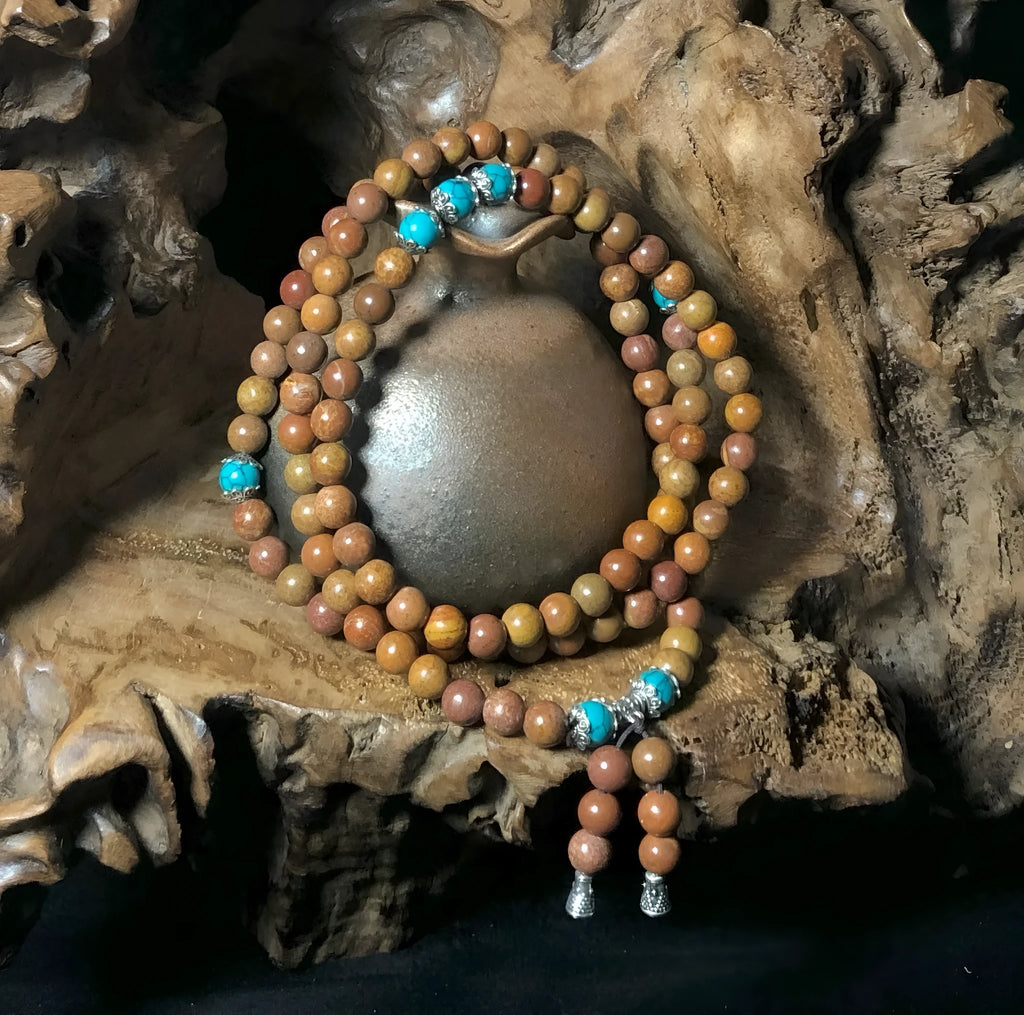 108 bead hand-polished lvzhu stone bracelet with 5-6mm beads, unisex geometric shape, handmade