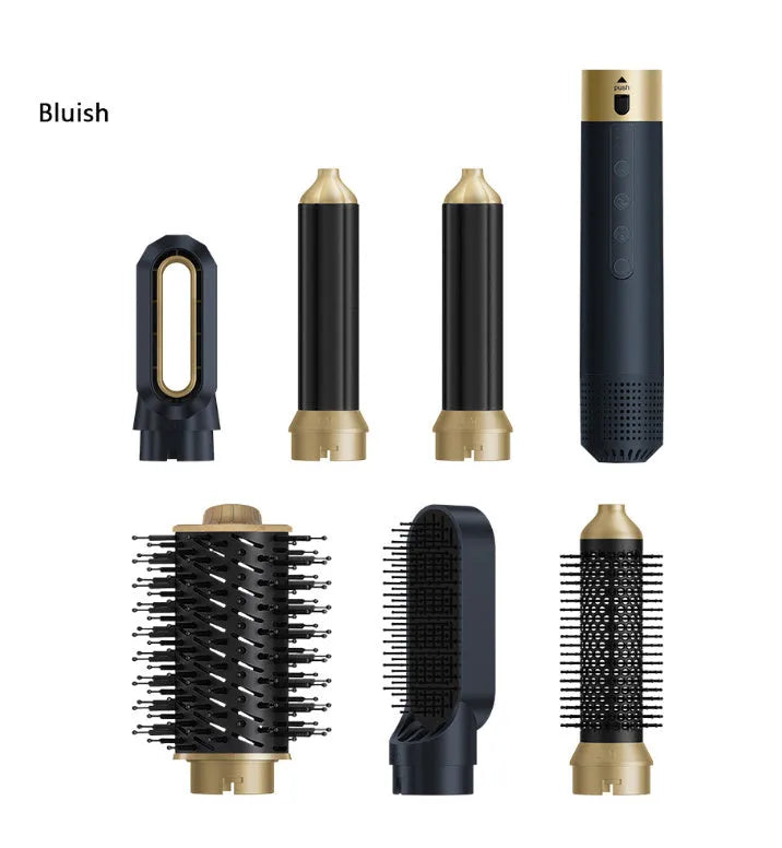 Electric 6-in-1 hot air comb for curling straightening fluffy shaping with leather case