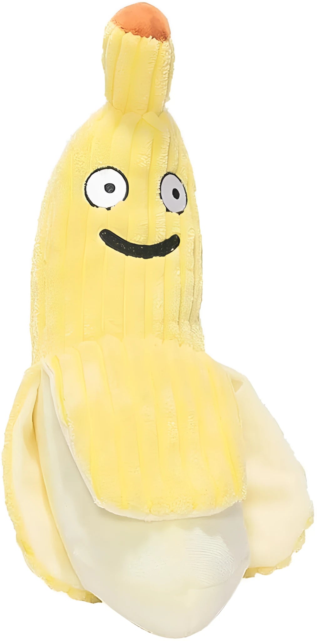 Yellow banana-shaped plush cat toy with crinkle paper and textured strip