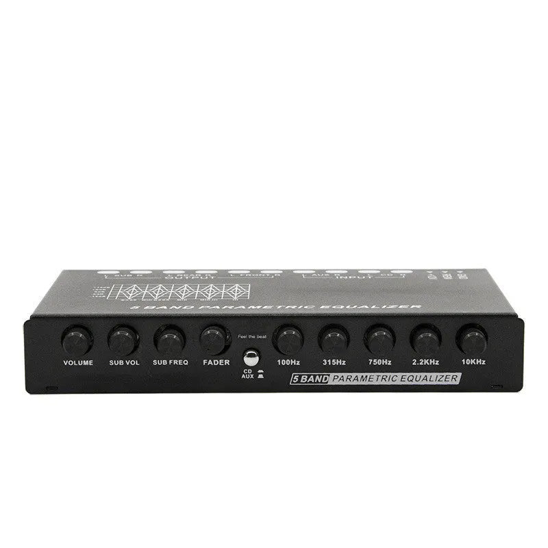 Car audio EQ tuning frequency division amplifier in black with control panel