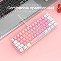 61-key wired membrane keyboard in white and black, ABS plastic, 28.7cm width
