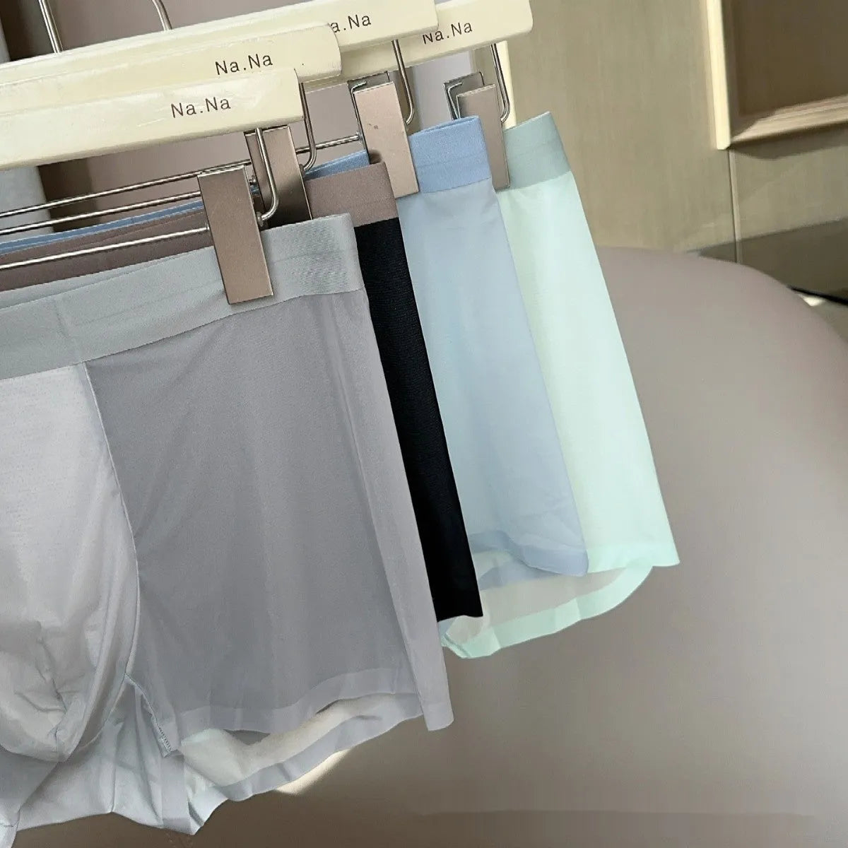 Ultra-thin seamless men's boxers with honeycomb crotch design in multiple colour options