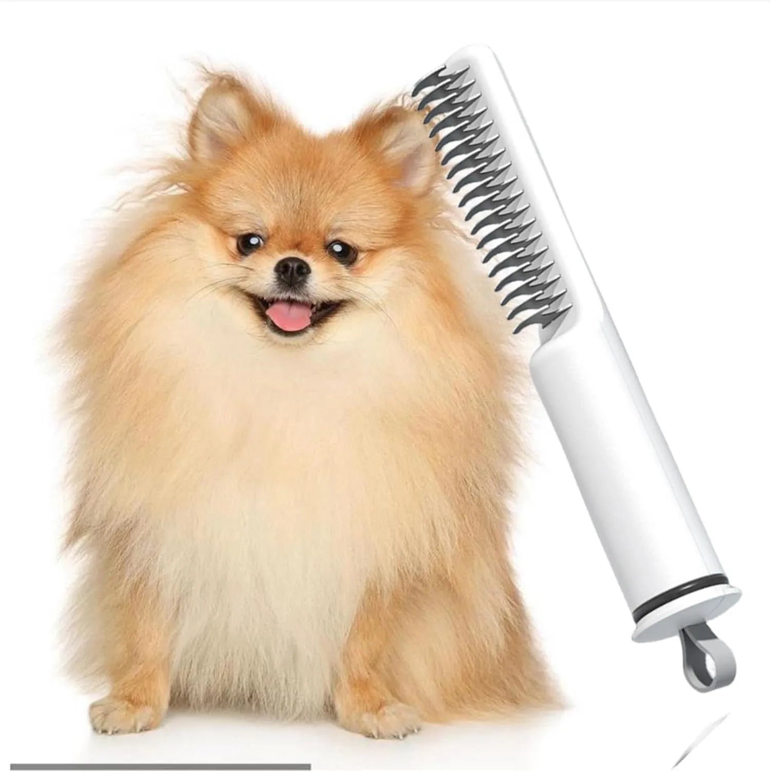 Stainless steel dematting comb with user-friendly handle for removing knots from dog hair