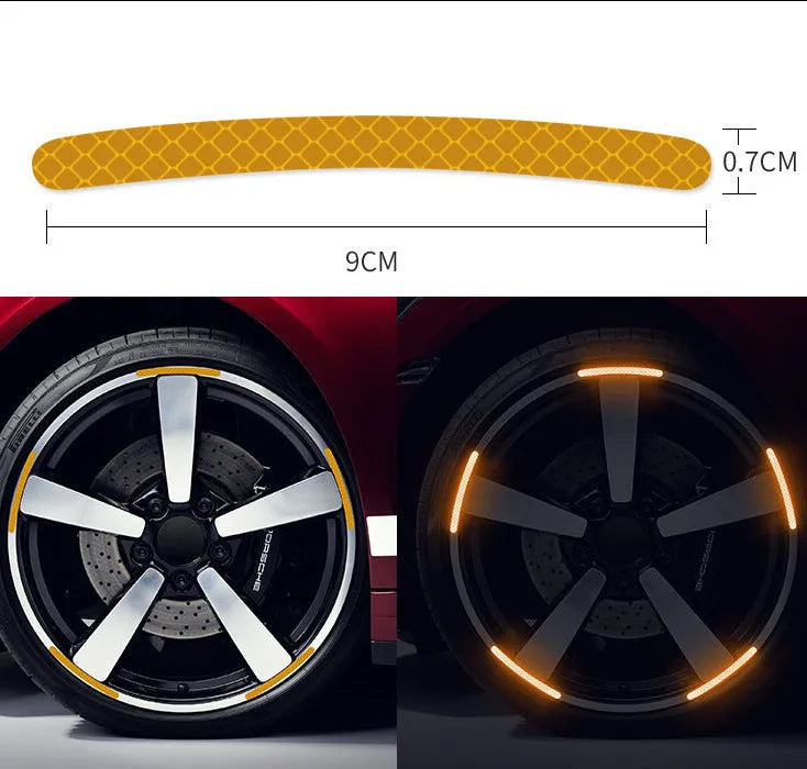 20PCs car wheel hub reflective stickers PVC material arc-shaped design in various colours