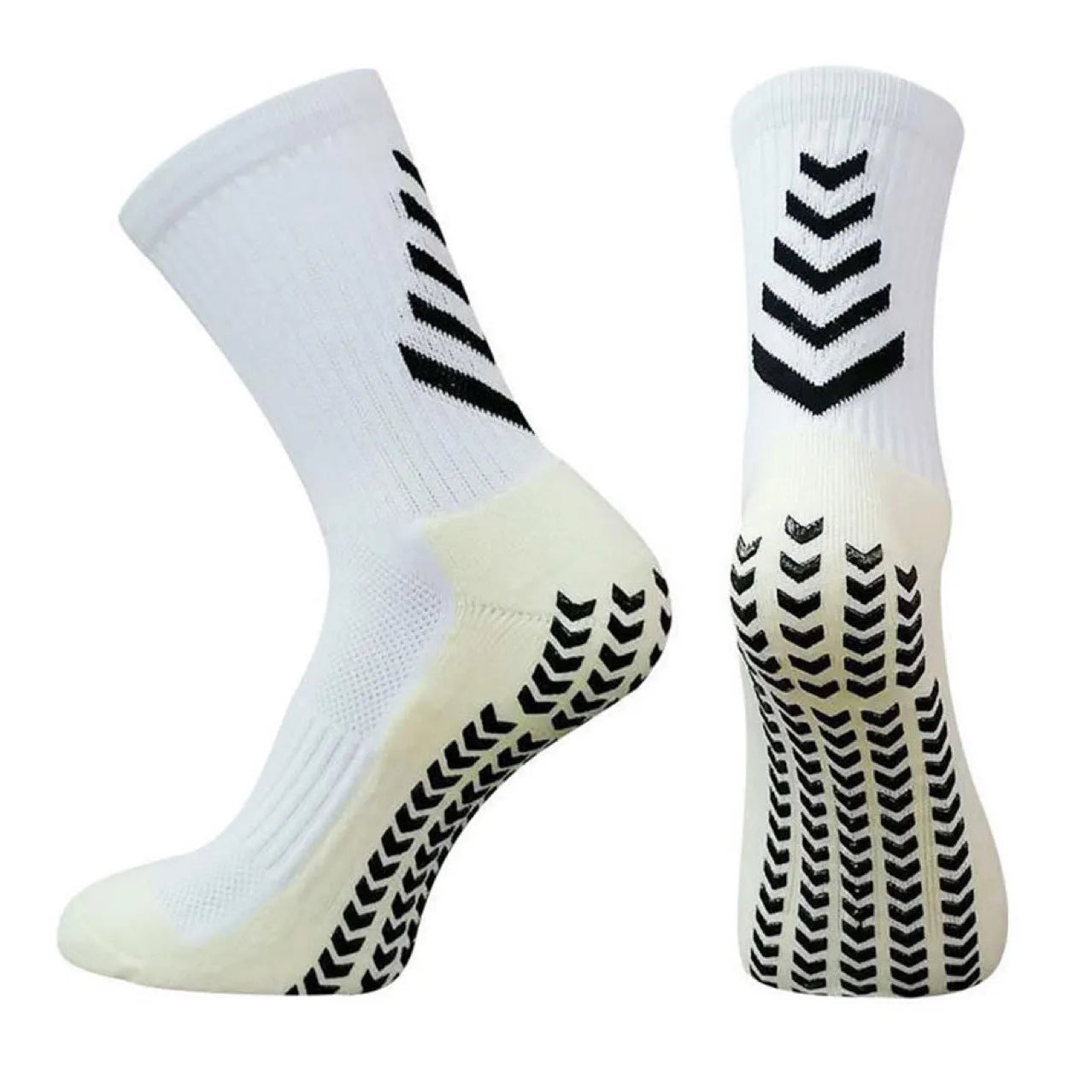 Men's athletic socks with geometric pattern and non-slip silicone grip for football and running