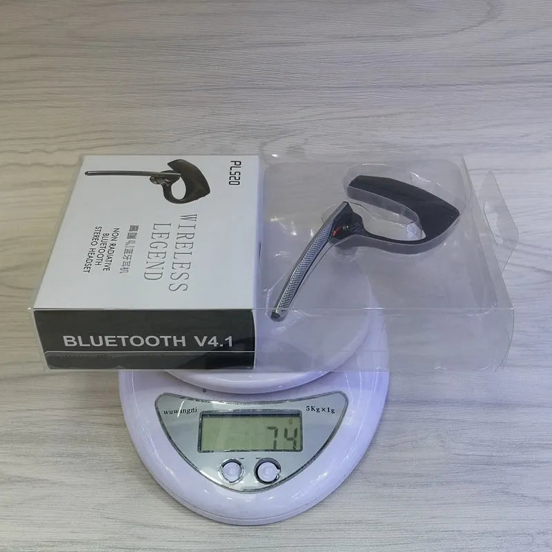 Black Bluetooth sports in-ear headphones with a plastic housing and visible USB port.