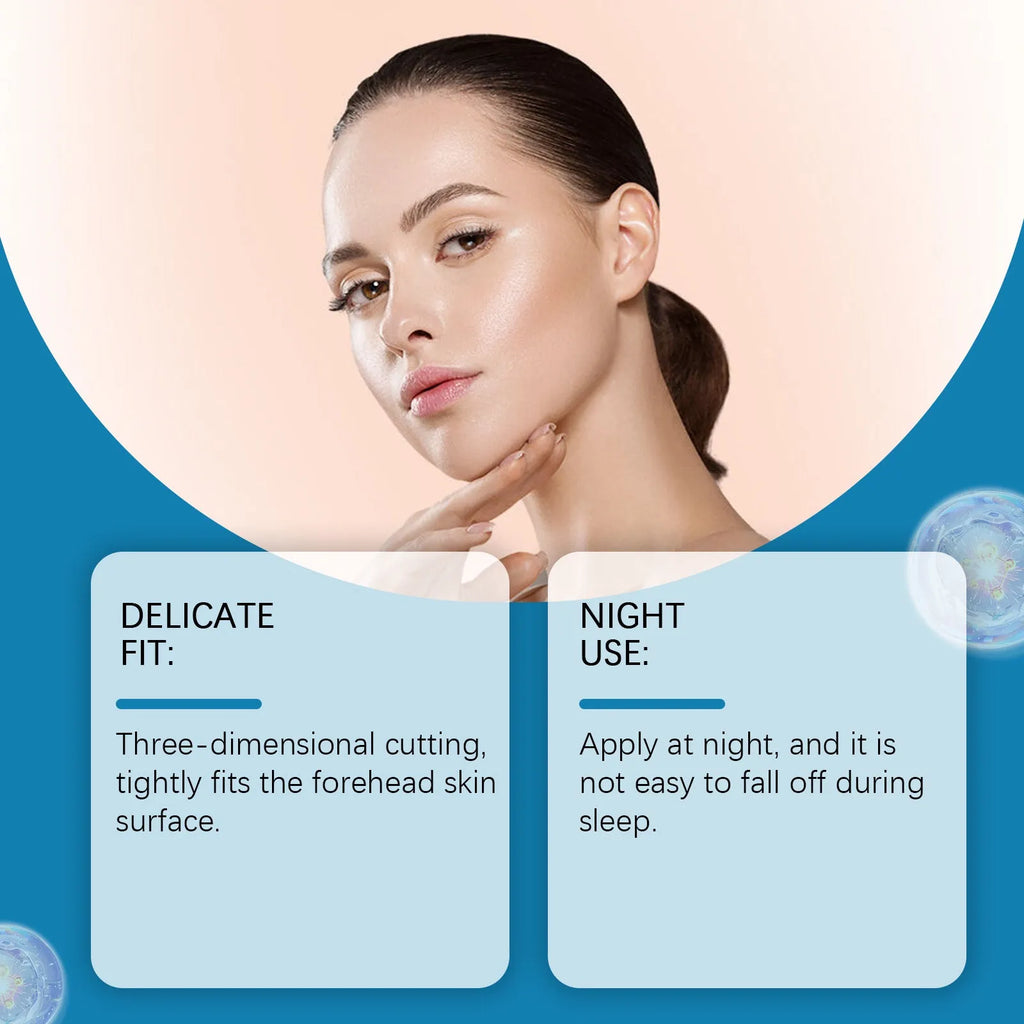 Forehead patch with hyaluronic acid collagen and aloe extract on skin non-woven fabric