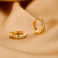 Copper geometric earrings with interwoven hemp rope design in gold and silver finishes