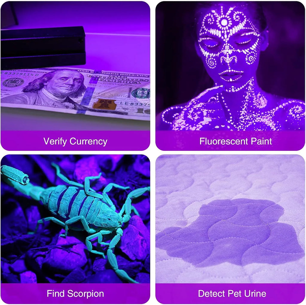 LED UV flashlight blacklight torch aluminium alloy 395-400nm for pet stain detection