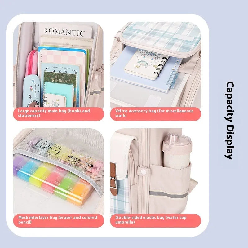 Oxford cloth student schoolbag backpack in multiple colour options for grade 5-6 pupils