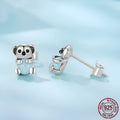 Pair of S925 sterling silver koala earrings with dripping oil polished finish, colour SCE1902