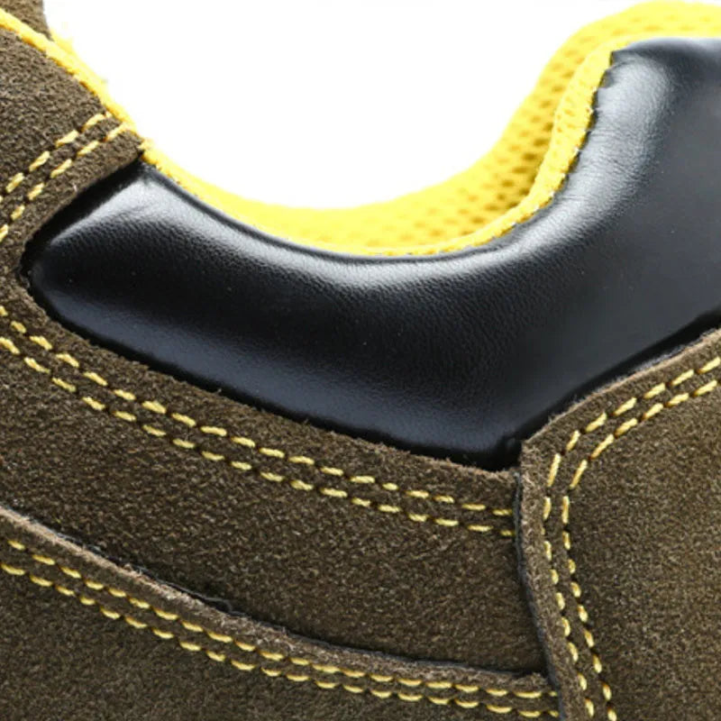 Bronze steel toe safety shoes with cow suede upper and non-slip sole