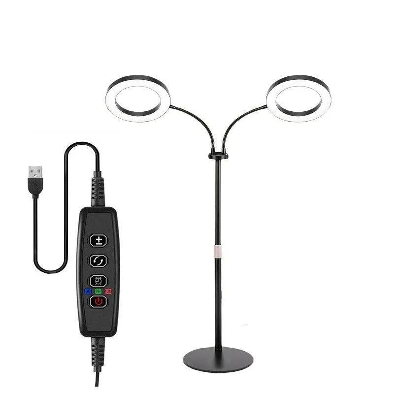 6-inch Angel Ring LED floor plant grow light with retractable aluminium stand extended to full height
