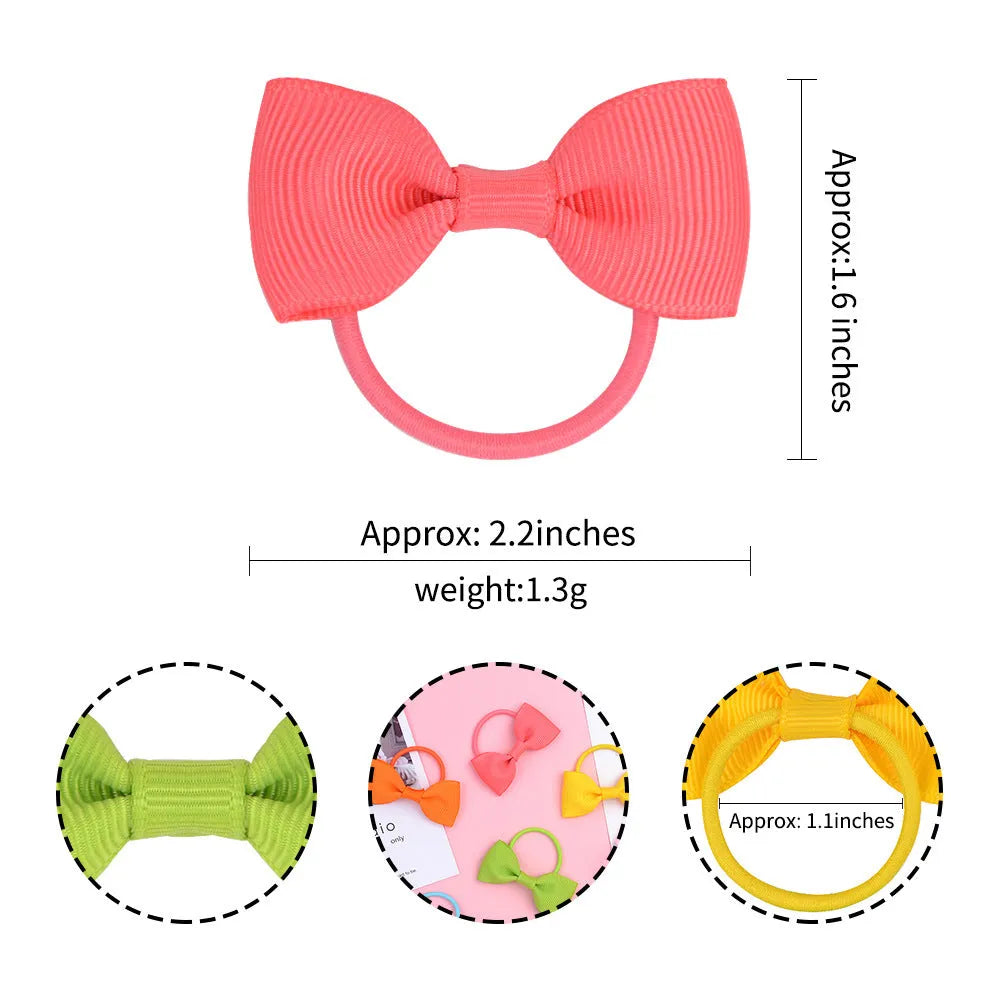 80 pack of tiny hair ties with multi-coloured grosgrain ribbon bows, elastic bands, for baby girls