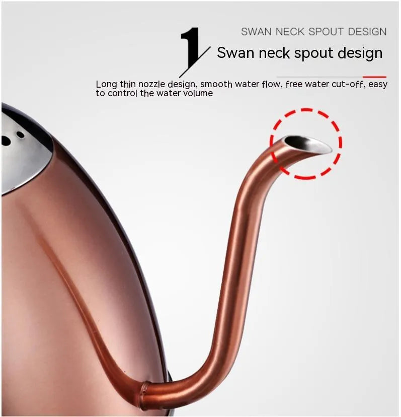 Full-automatic stainless steel kettle with touch control panel in gold colour