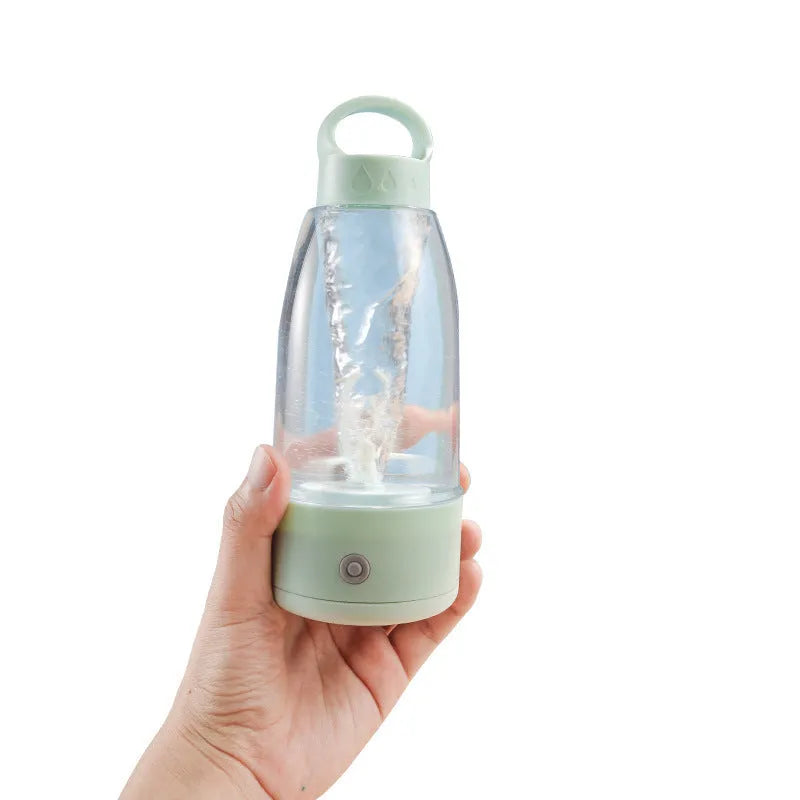 Automatic electric shaker bottle with USB charging, 350ml capacity, in cream white colour on a background