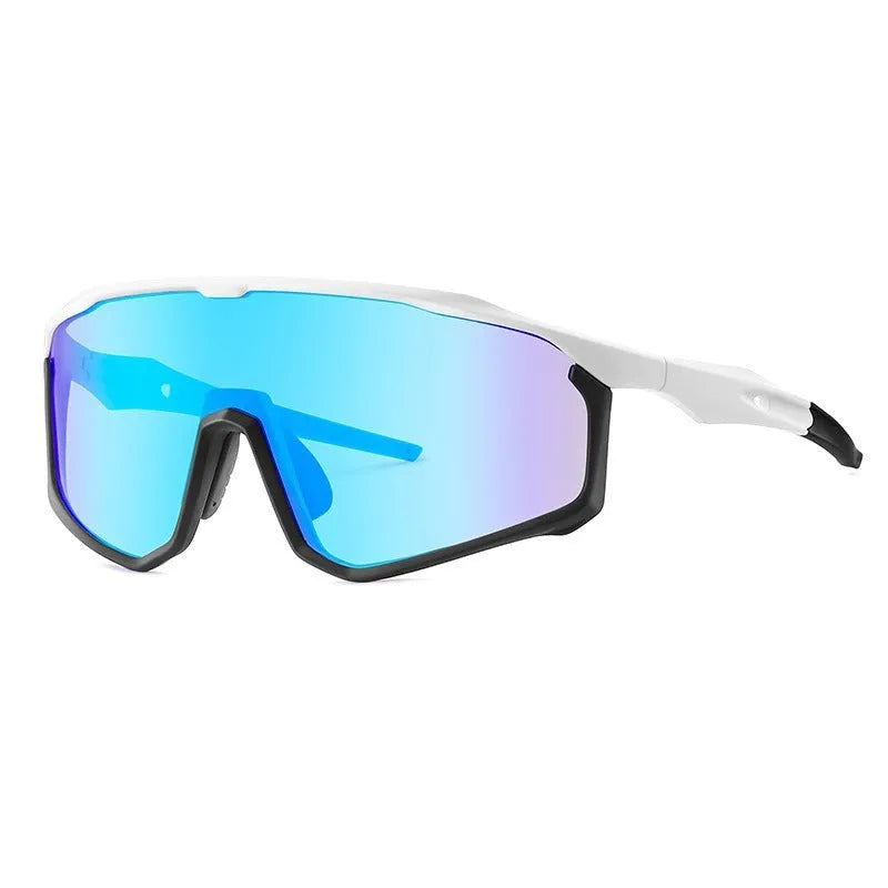 Mountaineering goggles with full-frame design and colourful lenses for climbing and snow sports.