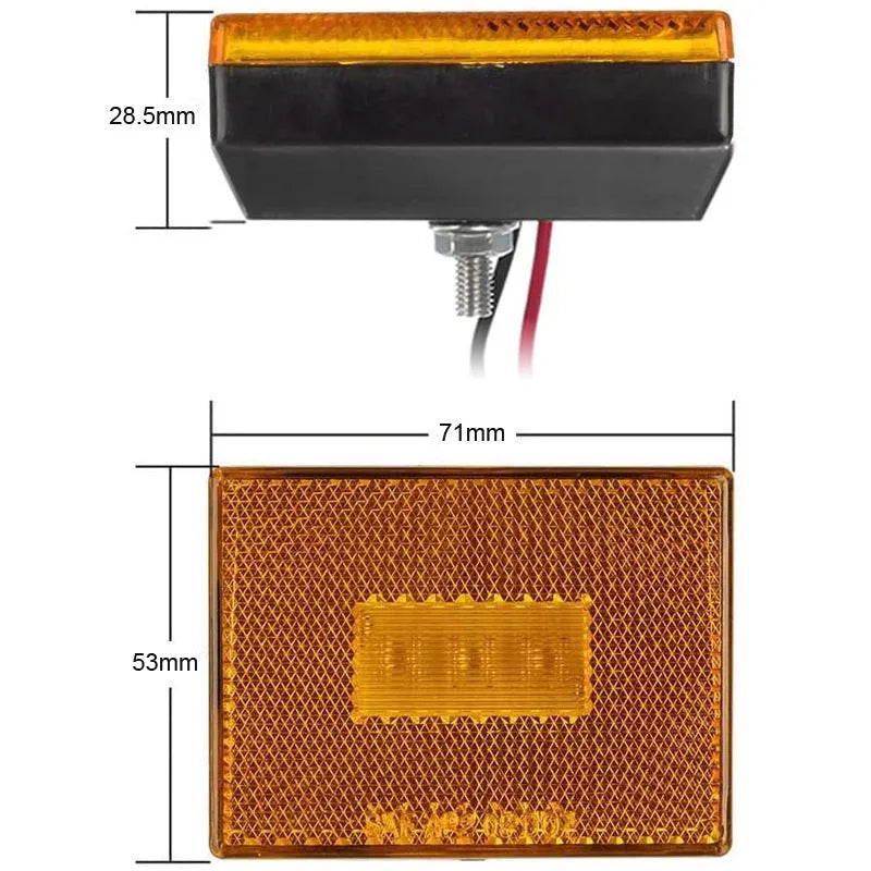 LED trailer side clearance lamp with red lens, UV PC cover, and 19cm cable