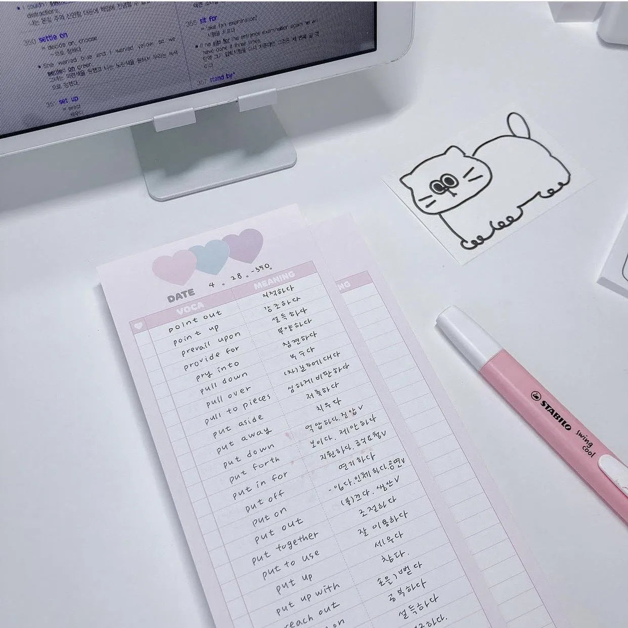 B5 half-size vertical notepad for English words in blue, pink, or purple cover.