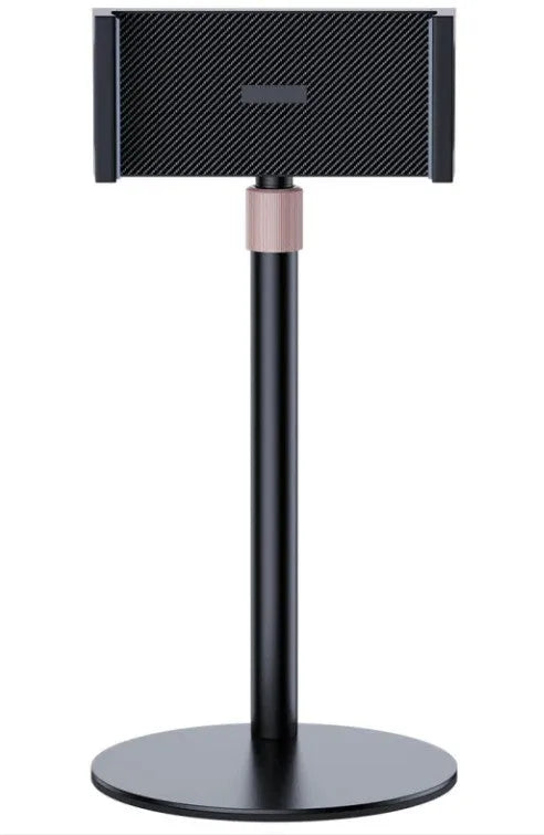 Black telescopic tablet mounting bracket extended to 200mm holding 11 inch tablet