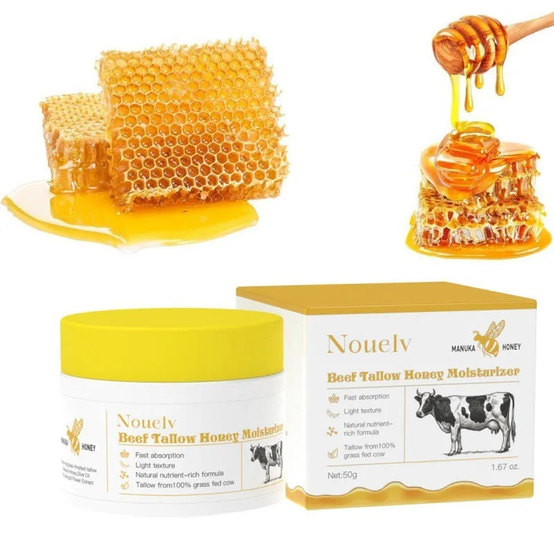 50g glass jar of Honey Tallow moisturising cream for dry and combination skin
