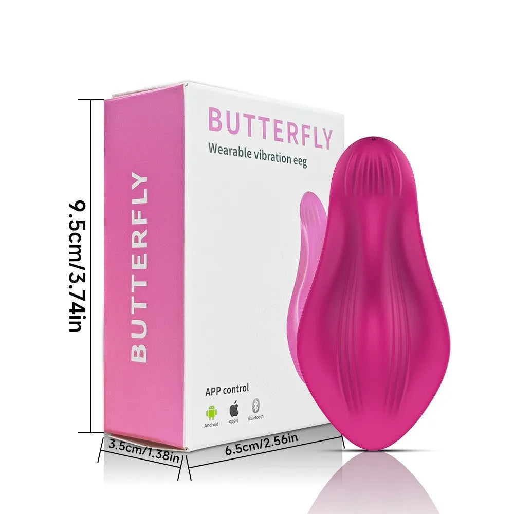 Rose red wearable butterfly female massager with APP remote control functionality