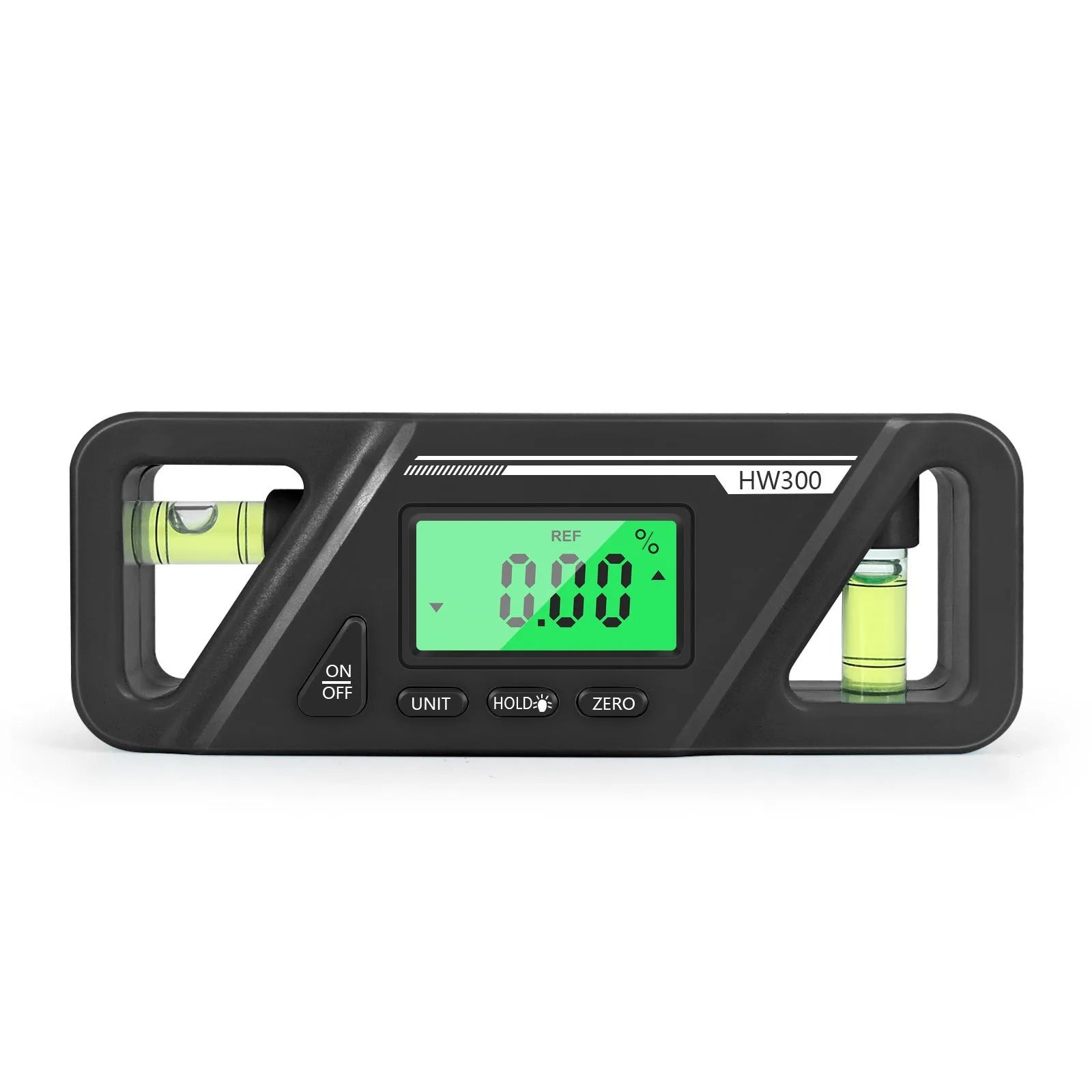 Black digital angle gauge inclinometer with magnetic base and LCD display showing an angle reading.