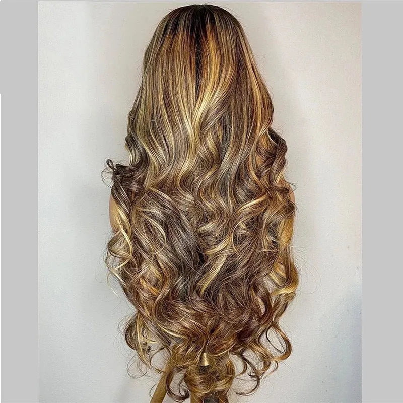 Front lace wig 134 with gradient colour long curly style and side bangs in black or piano colour