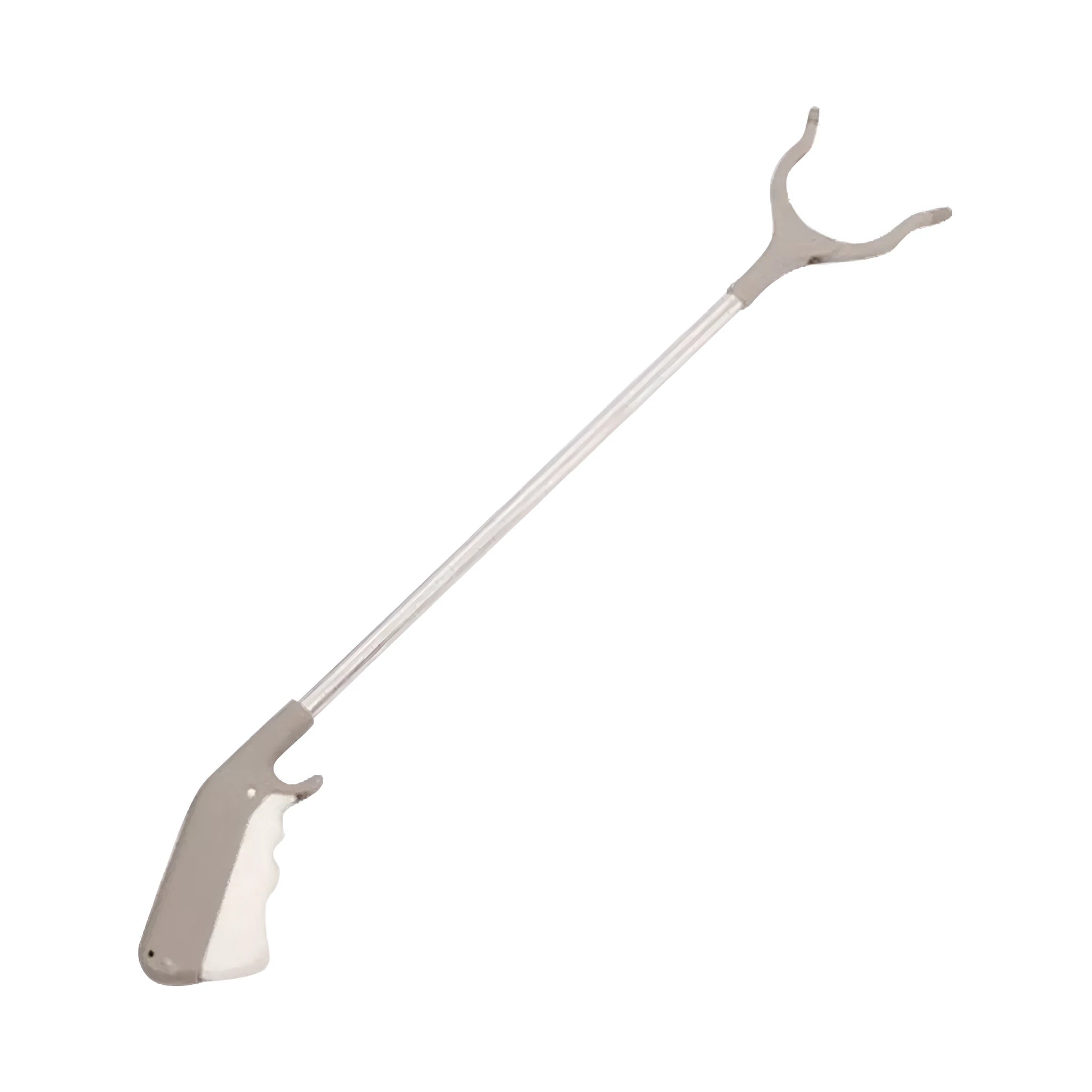 Stainless steel grabber tool with non-slip chuck and push-type handle for bending-free pickup