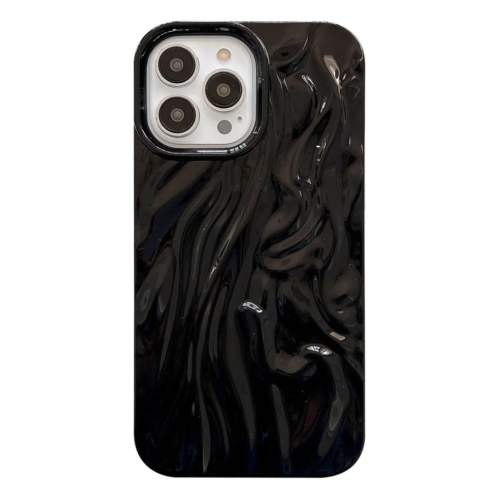 Milky white TPU water ripple phone case with oil-fill texture for iPhone 14 Pro Max
