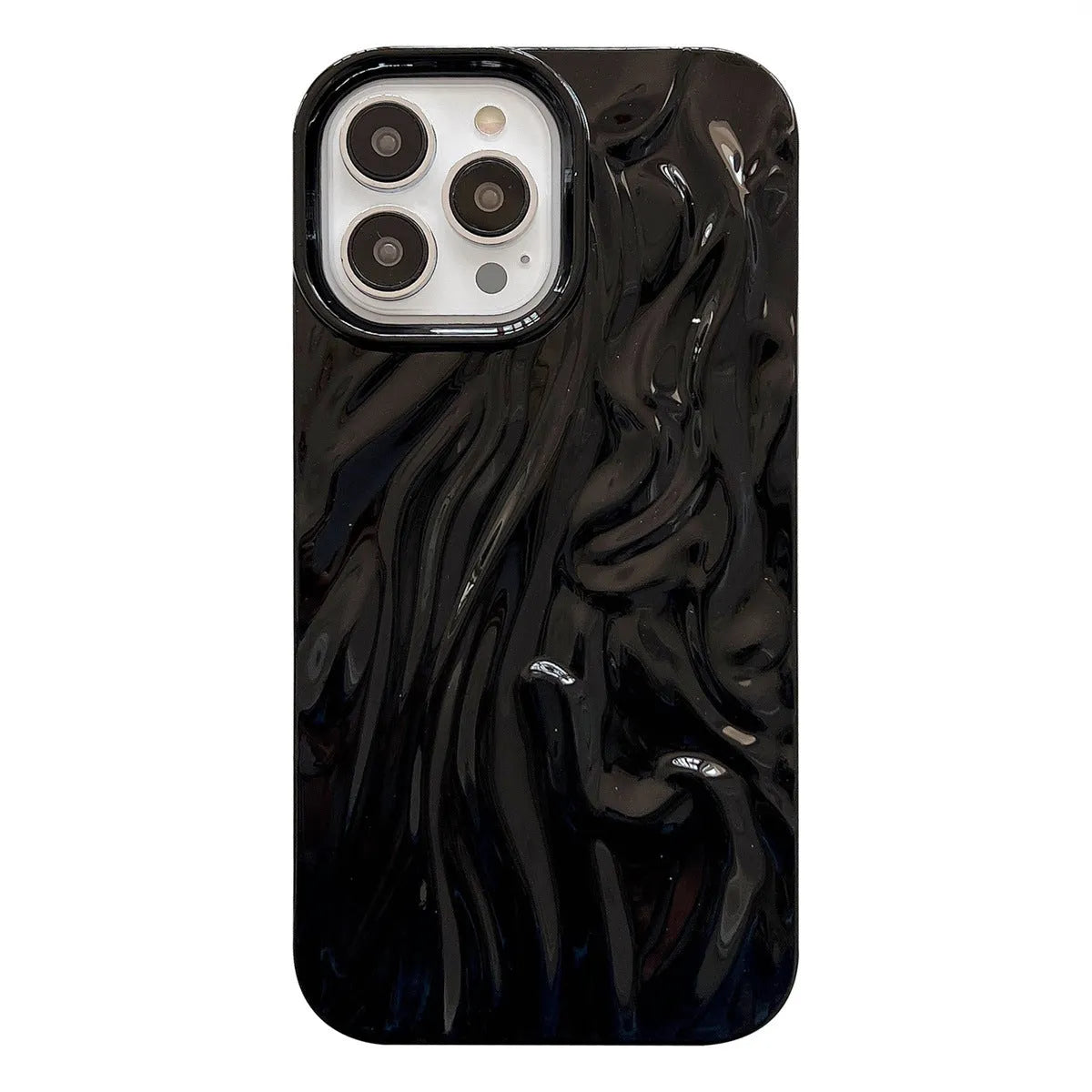 Milky white TPU water ripple phone case with oil-fill texture for iPhone 14 Pro Max