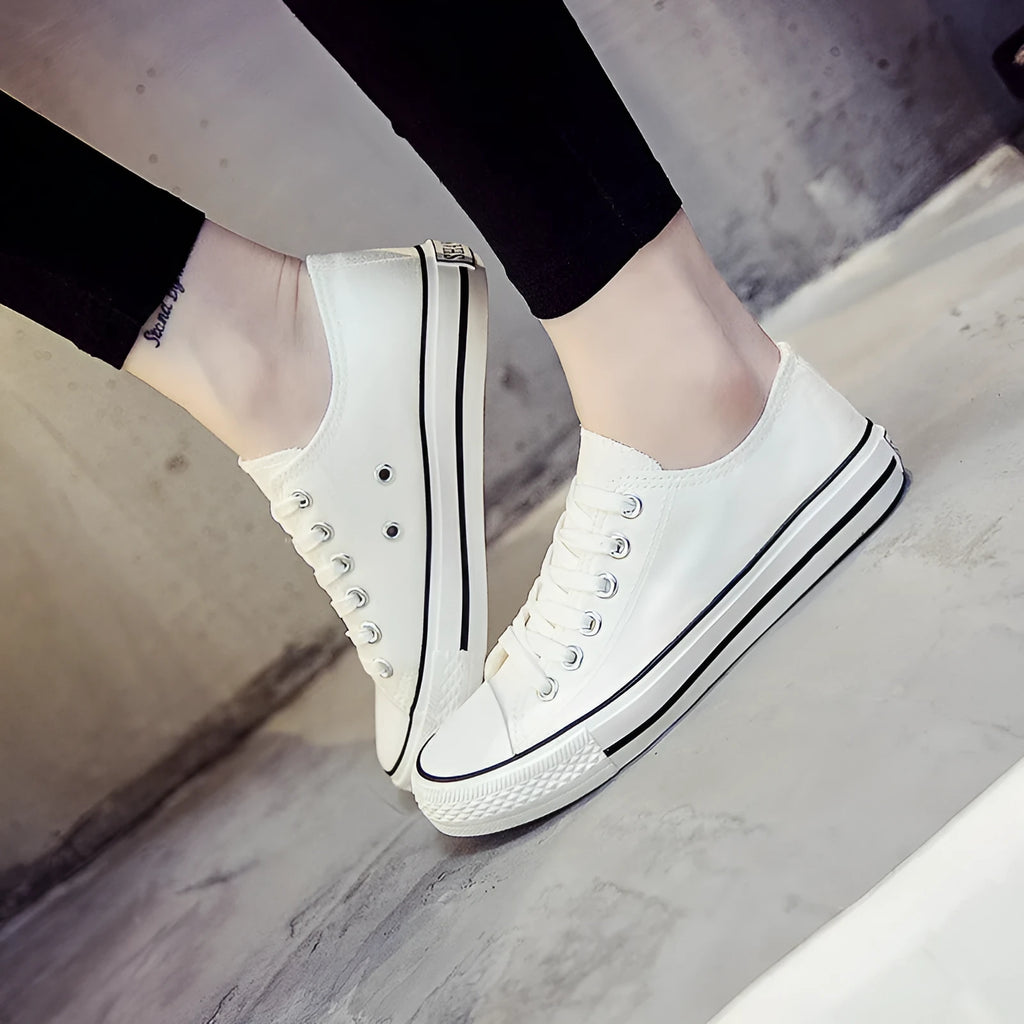 Women's casual canvas shoes in solid colours available in multiple sizes