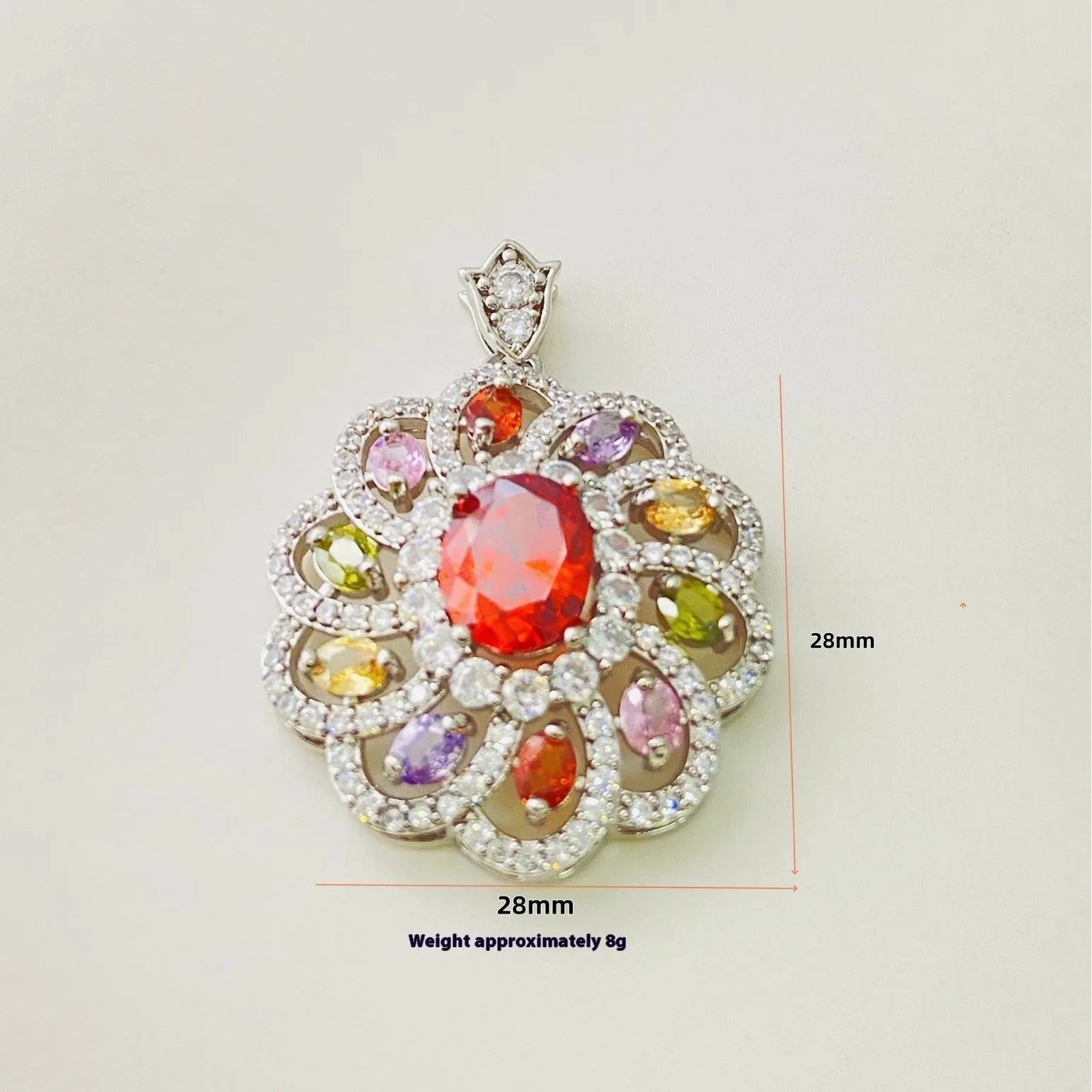 Women's zircon floral pendant necklace with electroplated gold, champagne gold or platinum finish options