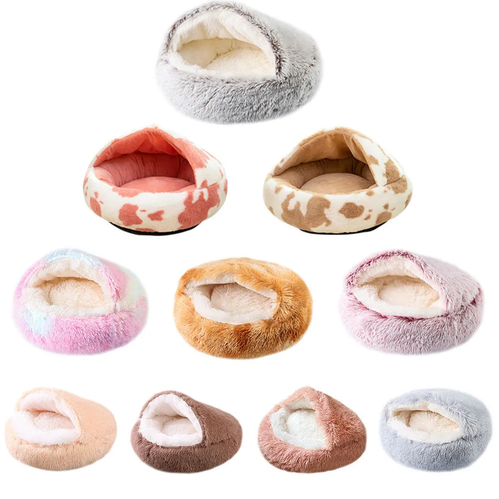 Waterproof semi-surrounded cloth dog kennel in champagne colour showing den-like structure