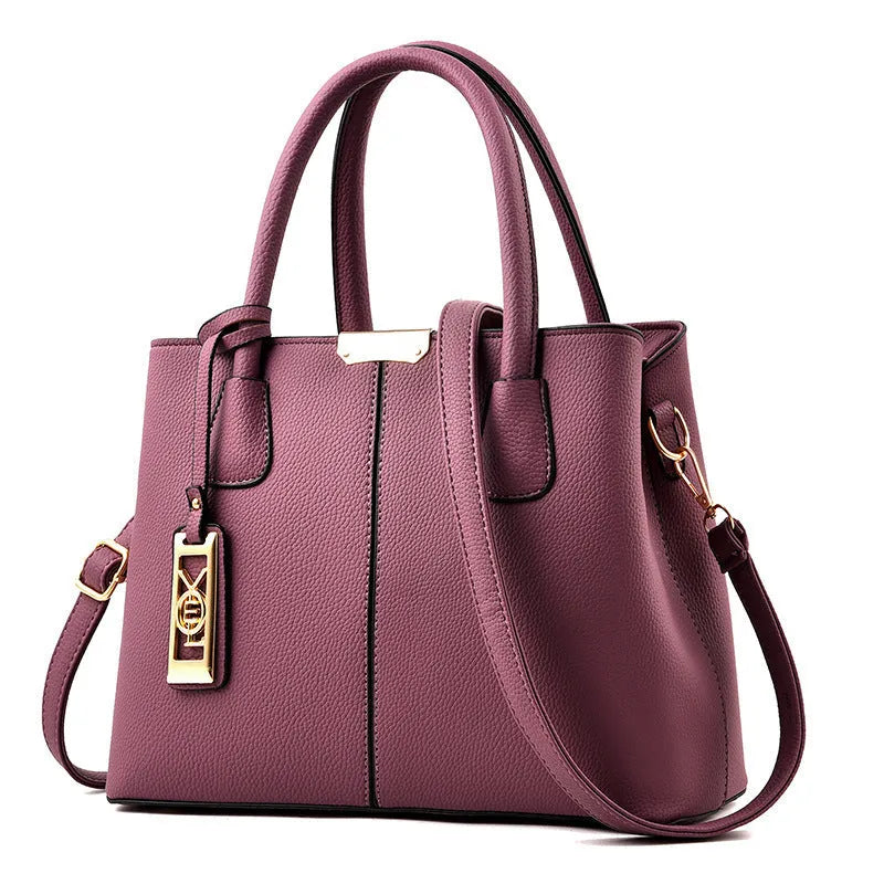 Women's large capacity shoulder bag in soft PU material with leather strap, horizontal square shape