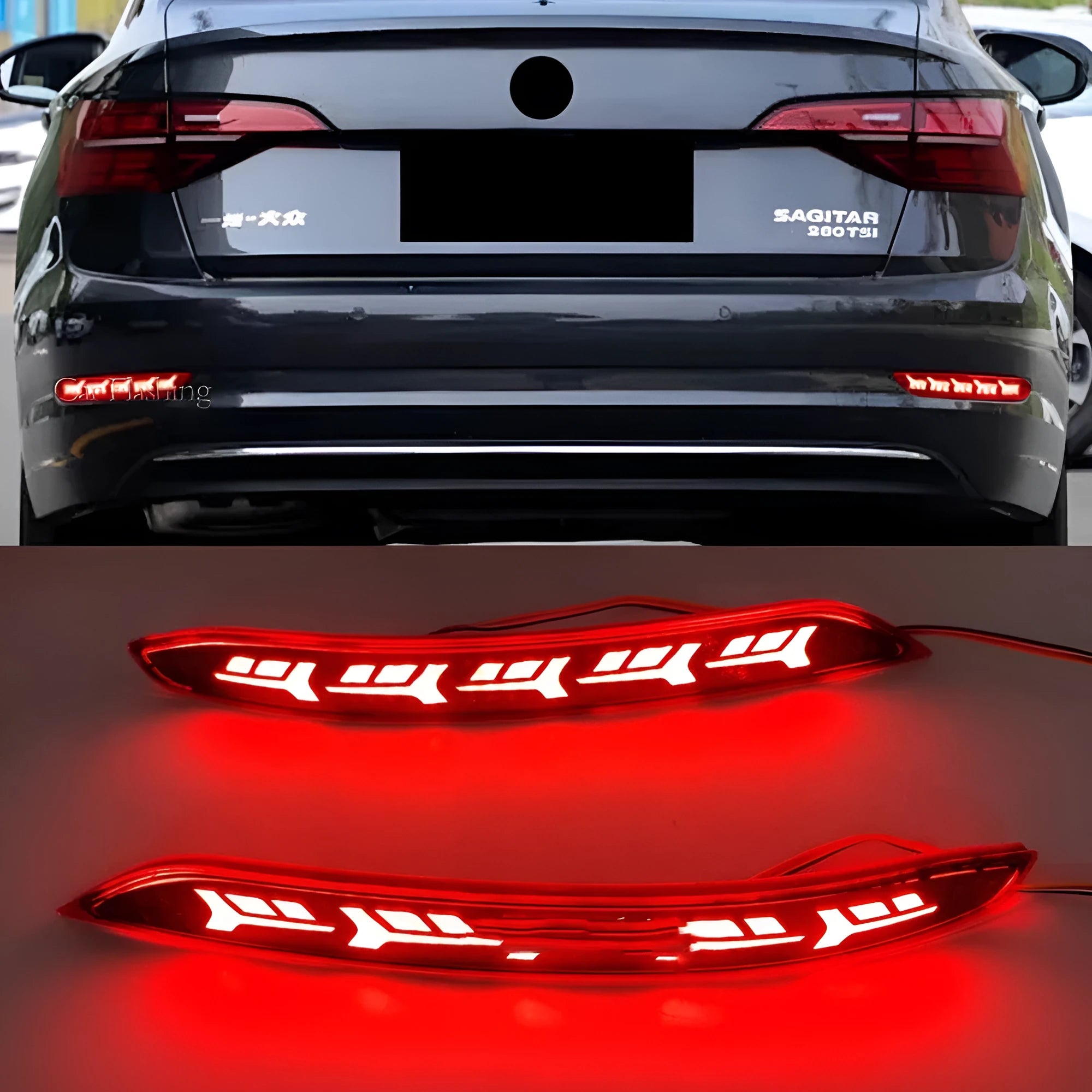 Volkswagen Sagitar rear LED bumper light with water flow streamer effect