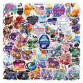 Set of 50 colourful tea cup waterproof stickers with graffiti design for scooter and luggage personalisation