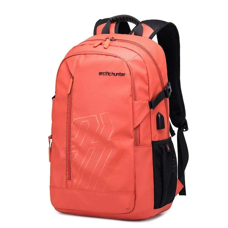 Blue plaid patterned 18 inch casual polyester laptop backpack with curved shoulder strap