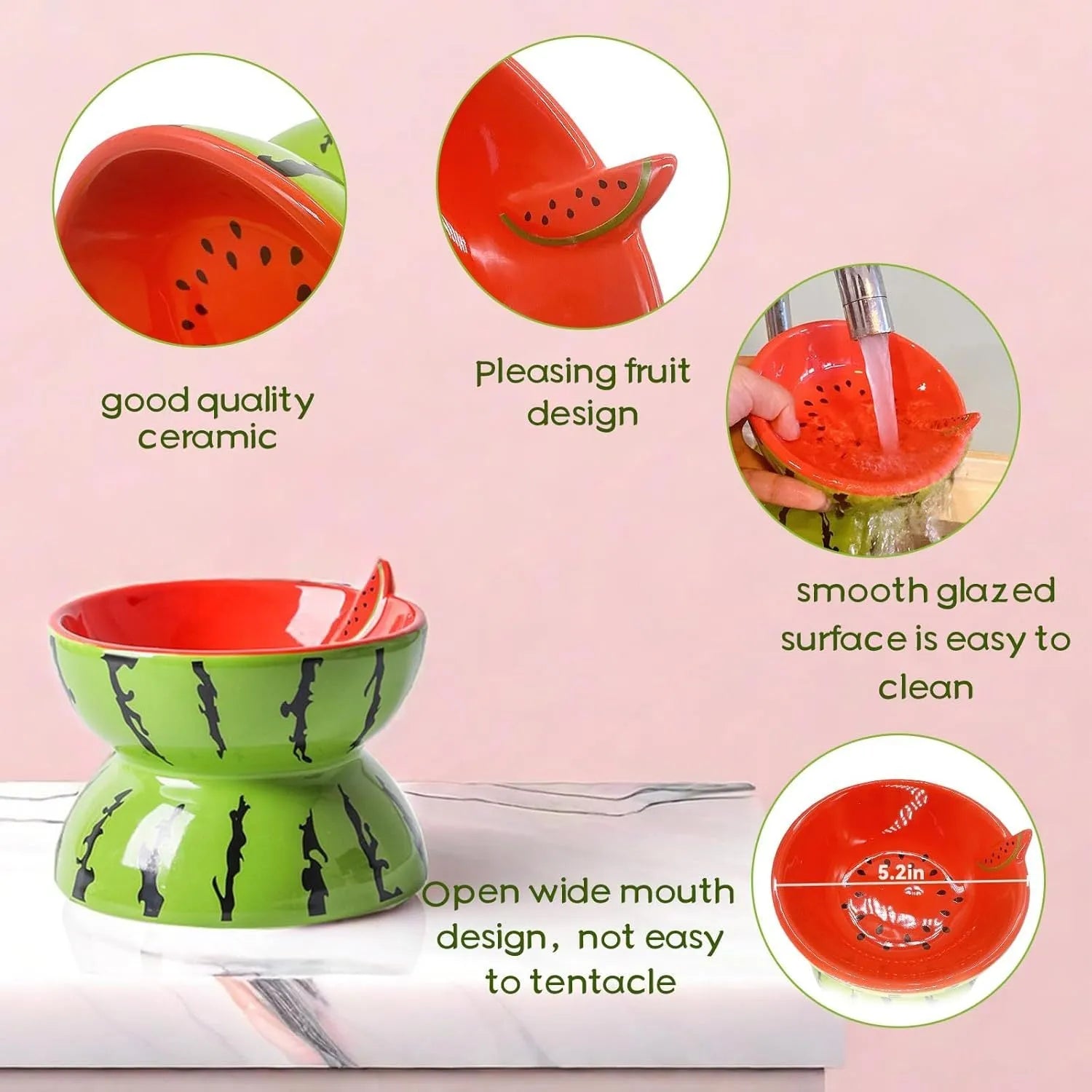 Ceramic raised cat bowl in orange colour with tilted design and patterned detail on a non-slip base