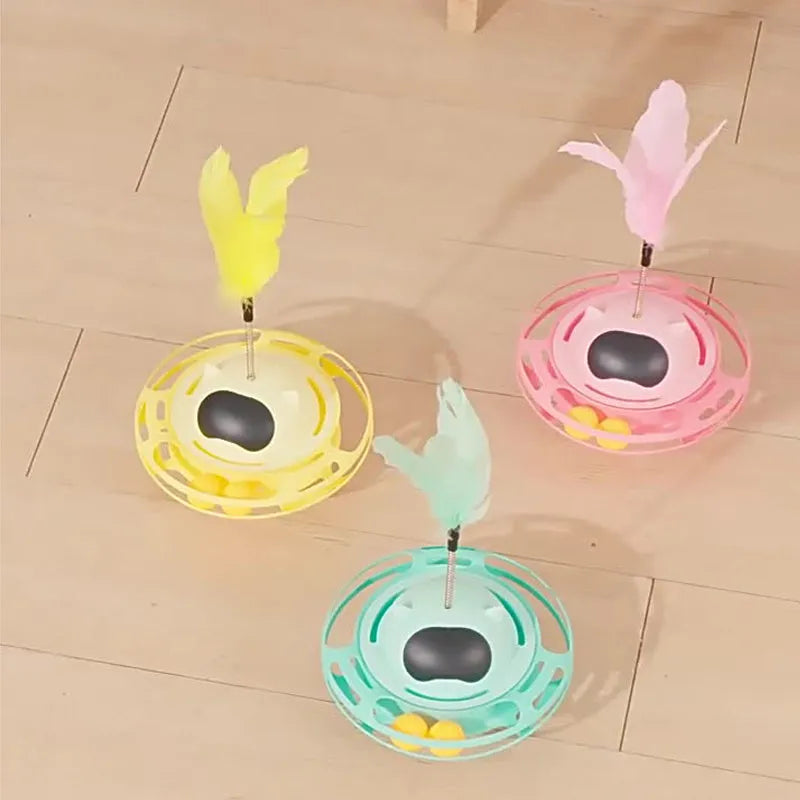 Pink self-hi tumbler turntable cat toy for kittens and cats