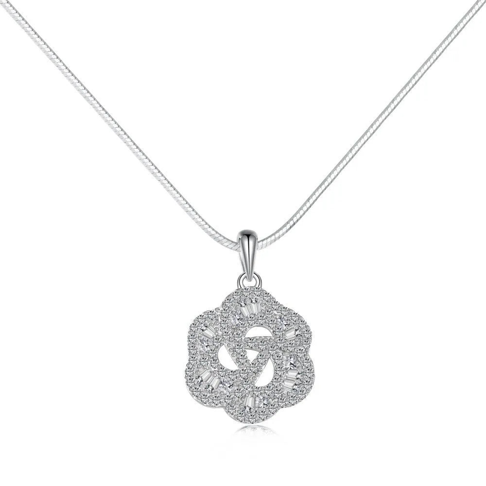 925 silver rose pendant necklace electroplated finish for women