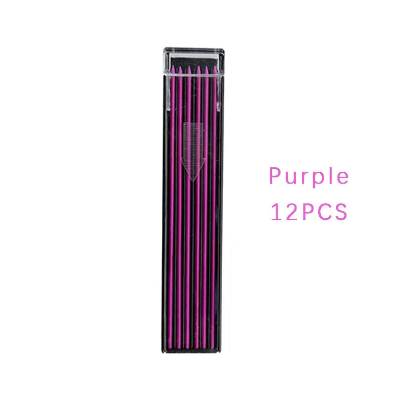 Box of 12 coloured 0.5mm mechanical pencil refills for drawing and painting