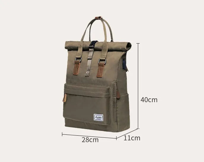 Casual polyester backpack in black, dark grey or green with under 20L capacity and internal computer pocket