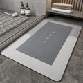 Blended fabric bathroom floor mat in Lake Baikal blue, shown in an oval shape on tiled flooring.