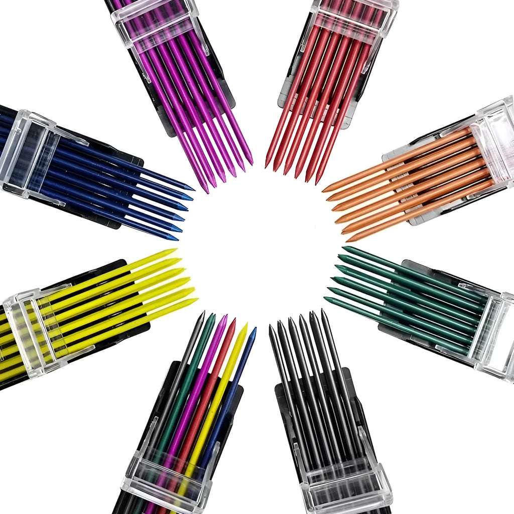 Box of 12 coloured 0.5mm mechanical pencil refills for drawing and painting