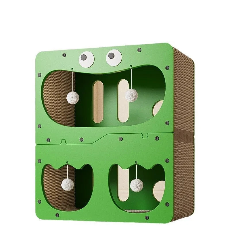 Double layer cat scratching board nest with scratching surface and resting area in cute design