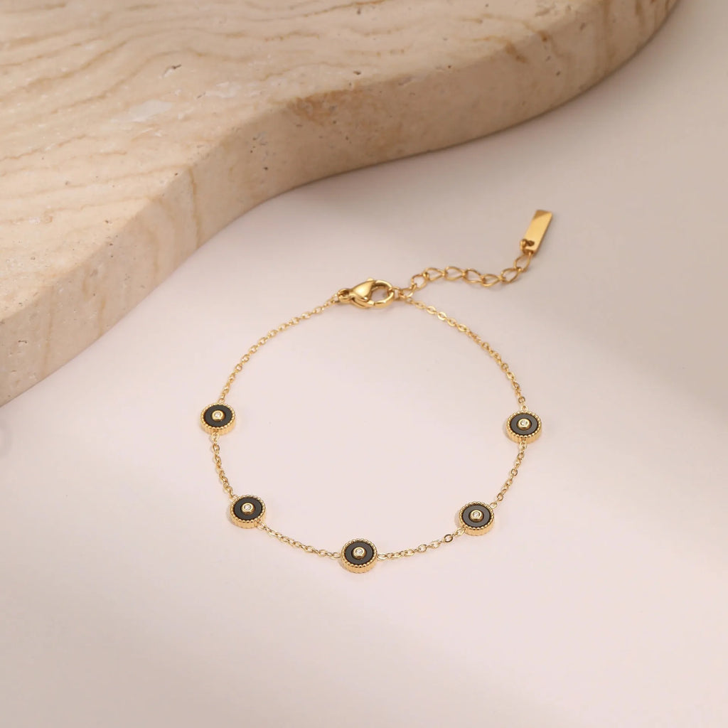 Light luxury fritillary stainless steel bracelet with 18K gold plating, geometric shape, women's fashion OL accessory