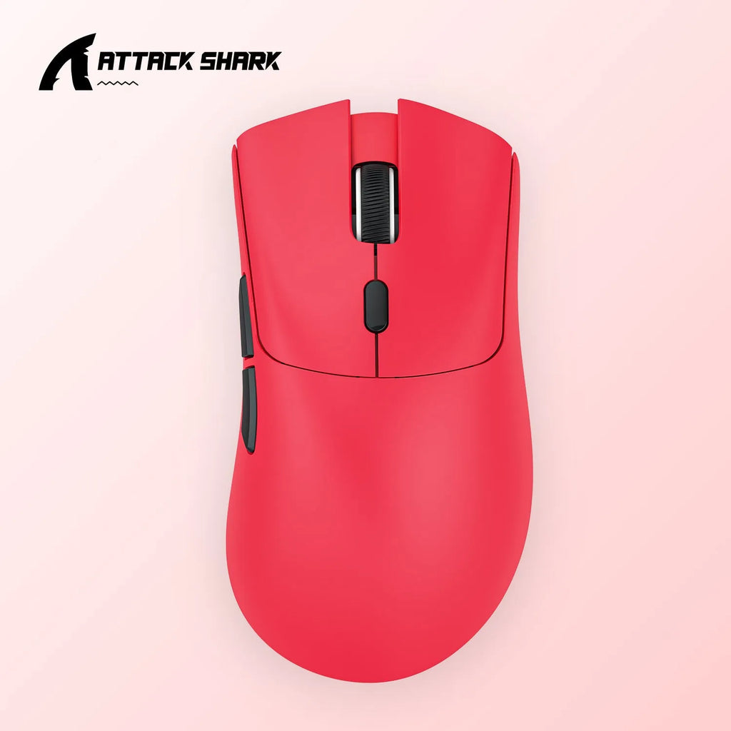 Attack Shark wireless Bluetooth mouse in black, white, or red colours showing compact design