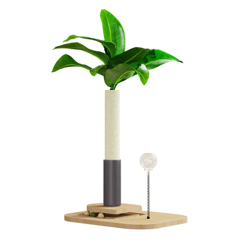 Vertical wooden cat scratching post in canna colour with durable no-chip construction